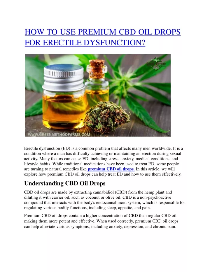 how to use premium cbd oil drops for erectile