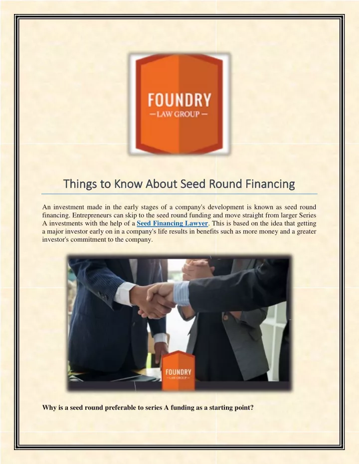 things things to know about seed round financing