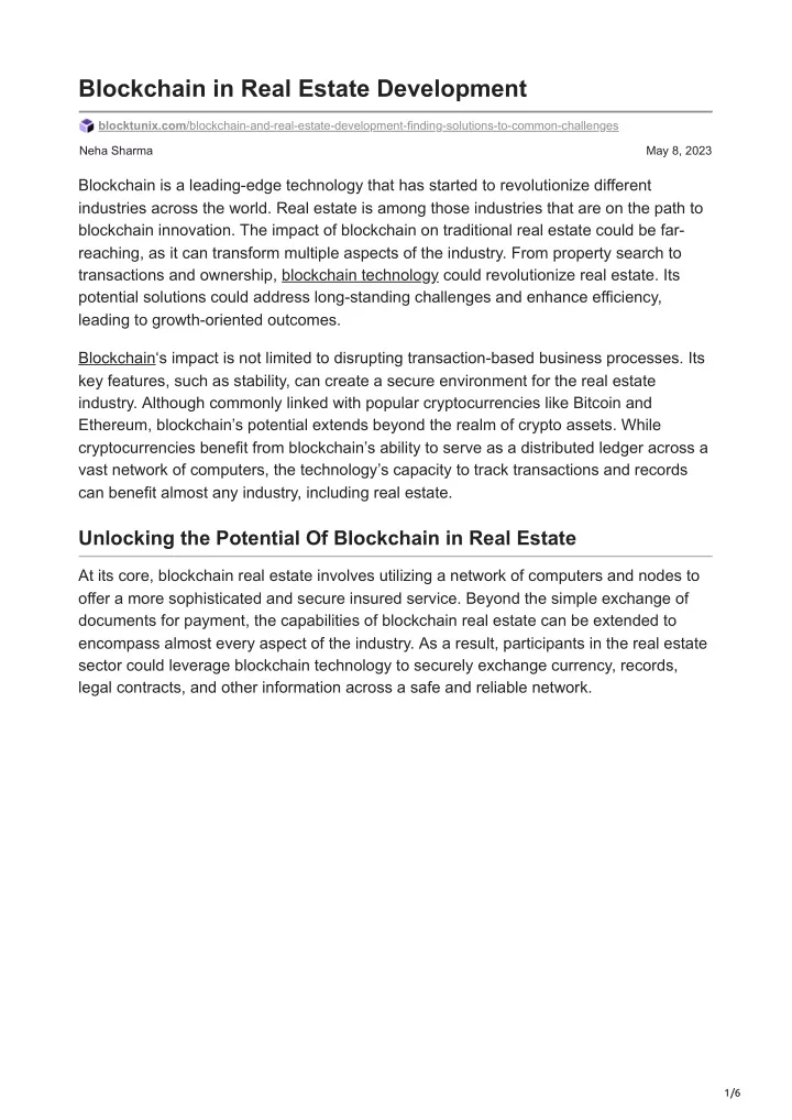 blockchain in real estate development