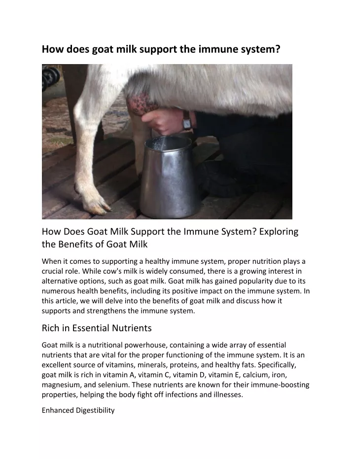 how does goat milk support the immune system