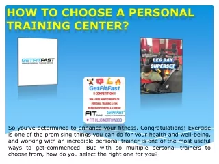 How to choose a personal training center?