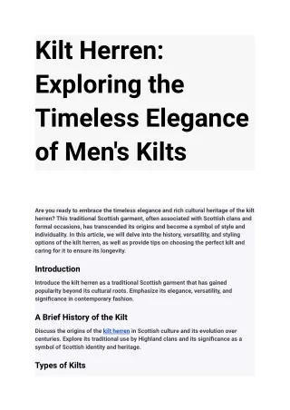Kilt Herren_ Exploring the Timeless Elegance of Men's Kilts