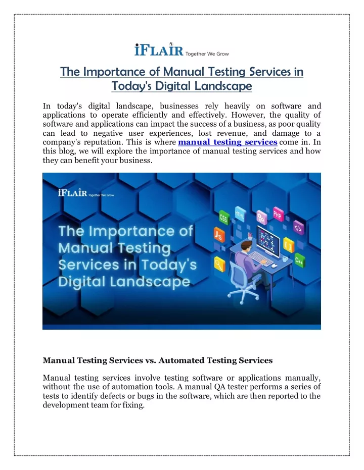 the importance of manual testing services