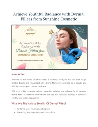 Achieve Youthful Radiance with Dermal Fillers from Sunshine Cosmetic