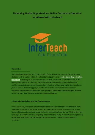 Unlocking Global Opportunities_ Online Secondary Education for Abroad with Interteach
