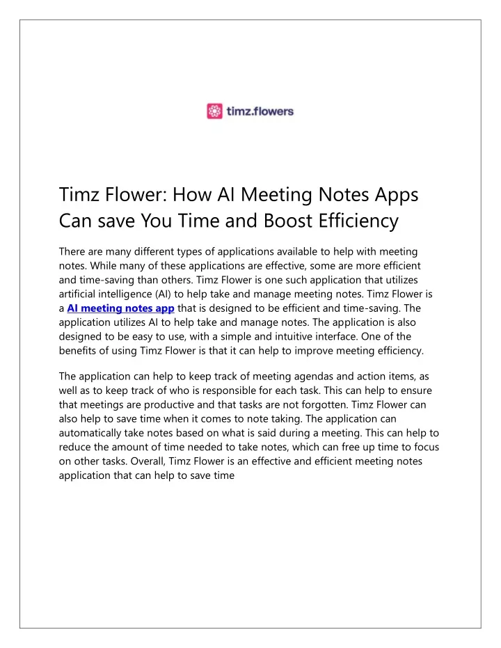 timz flower how ai meeting notes apps can save