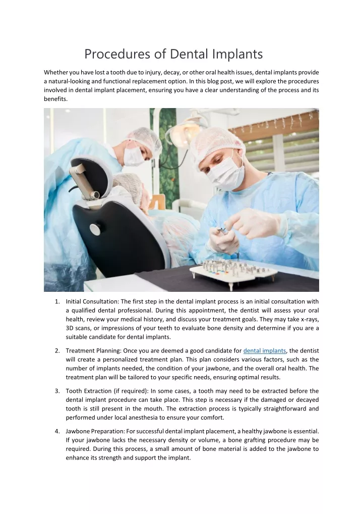 procedures of dental implants