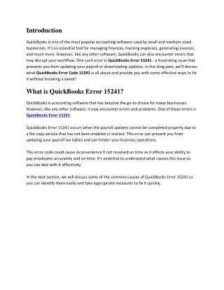 How To Fix QuickBooks Error 15241