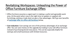 Unleashing the Power of Office Furniture Exchange Offers