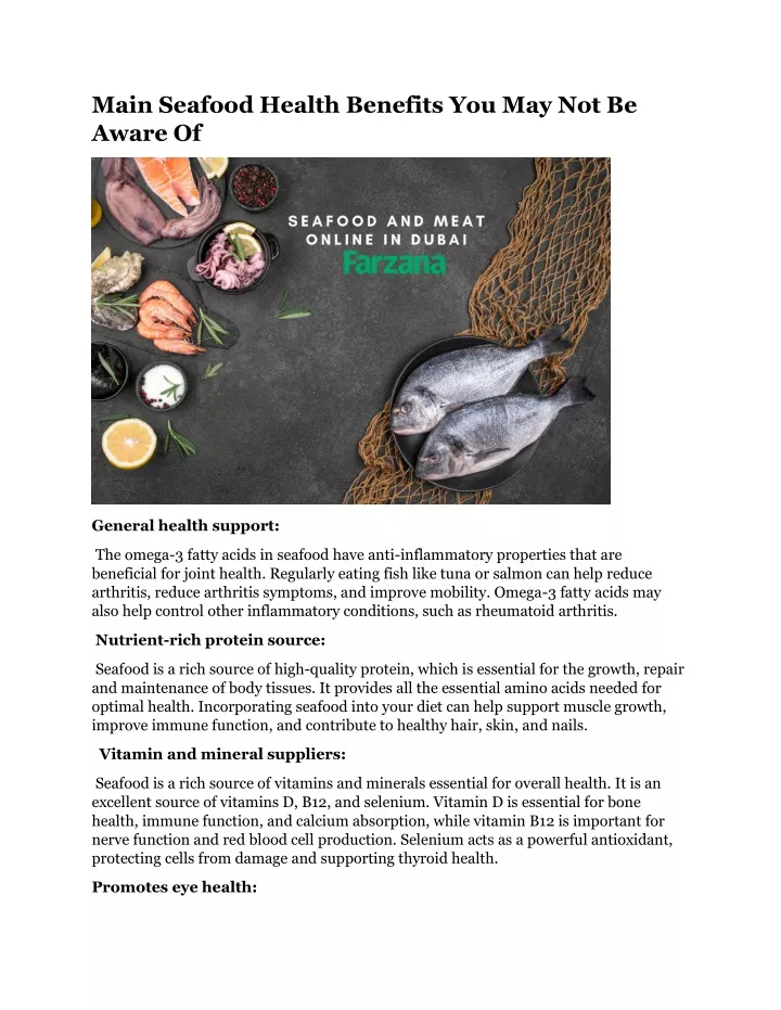 main seafood health benefits you may not be aware