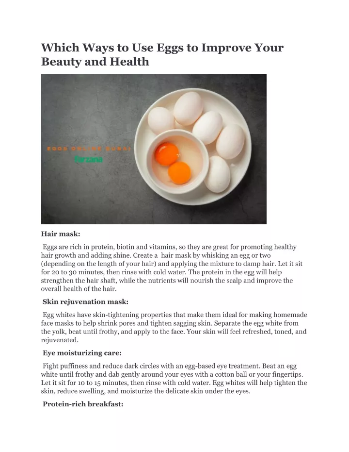 which ways to use eggs to improve your beauty