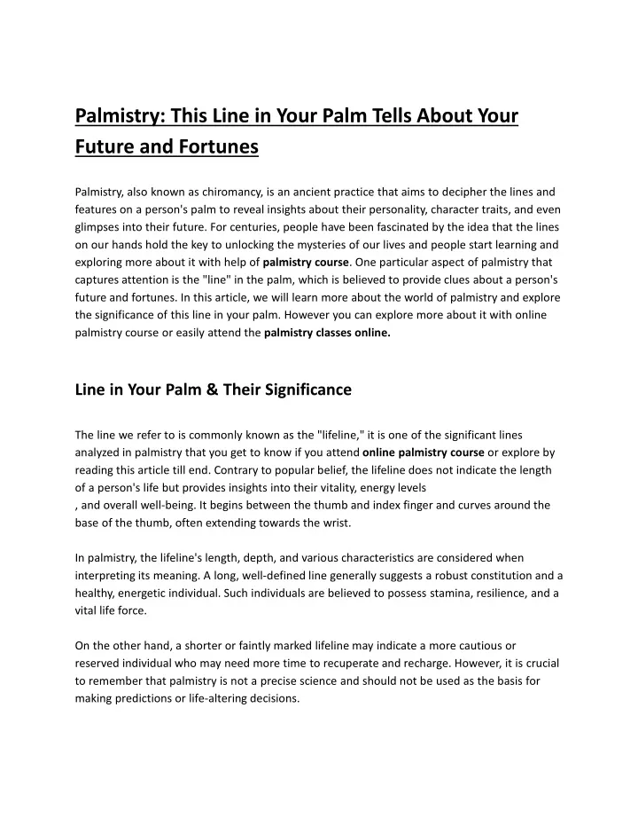 palmistry this line in your palm tells about your