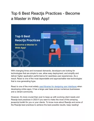 top 6 best reactjs practices become a master