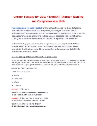 unseen passage for class 4 english sharpen