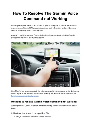 How To Resolve The Garmin Voice Command not Working