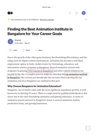 Finding the Best Animation Institute in Bangalore for Your Career Goals