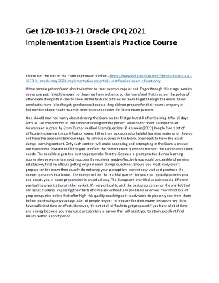 get 1z0 1033 21 oracle cpq 2021 implementation