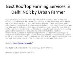 Best Rooftop Farming Services in Delhi NCR by
