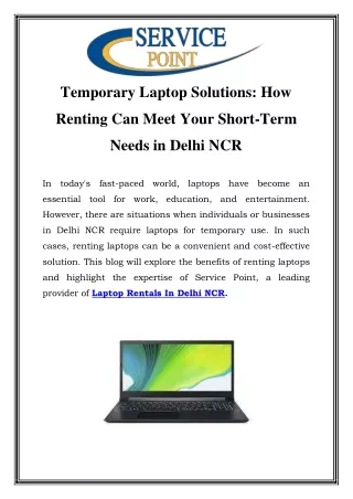 Laptop Rentals In Delhi NCR Call-9205309873