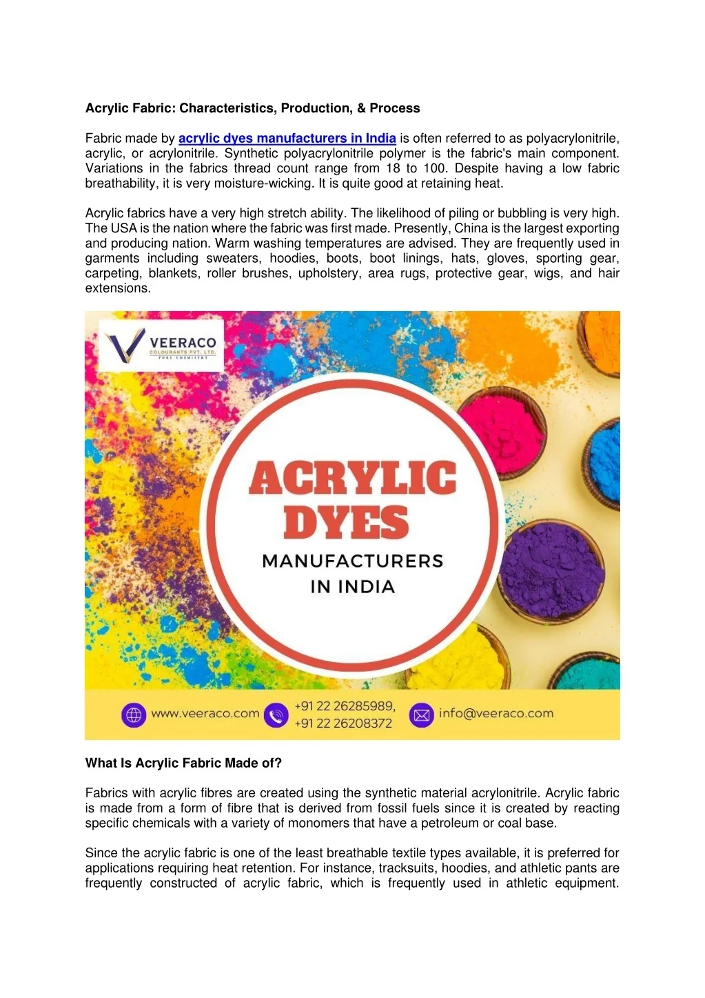 PPT - Acrylic Fabric: Characteristics, Production, & Process PowerPoint ...