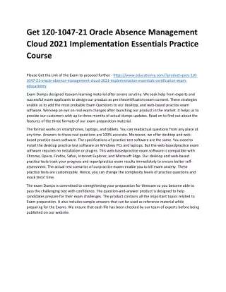 get 1z0 1047 21 oracle absence management cloud