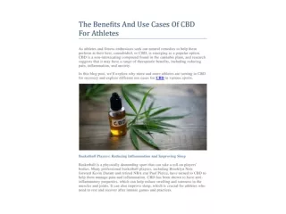 The Benefits And Use Cases Of CBD For Athletes