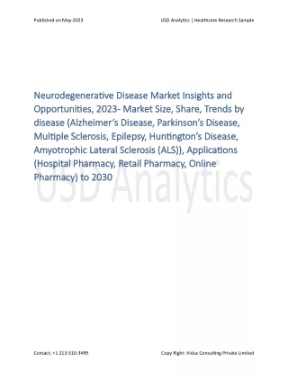Neurodegenerative Disease Market Analysis 2023