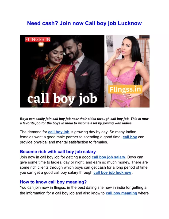 need cash join now call boy job lucknow