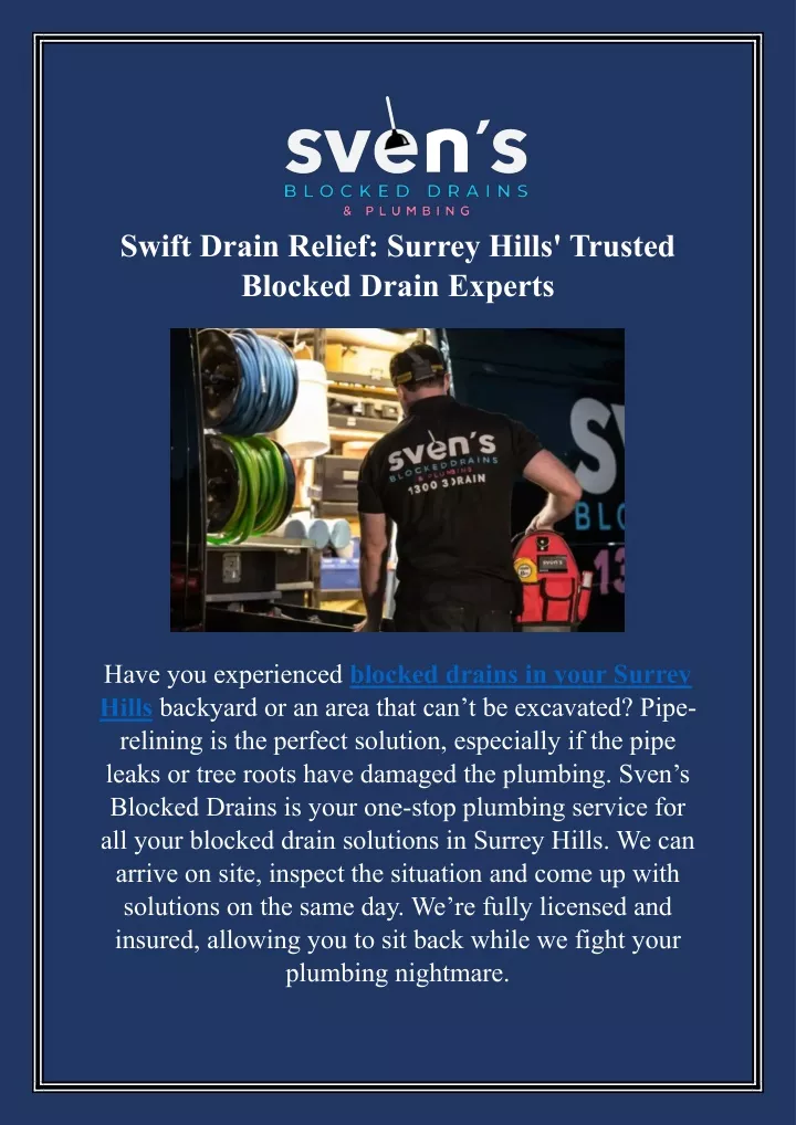 swift drain relief surrey hills trusted blocked