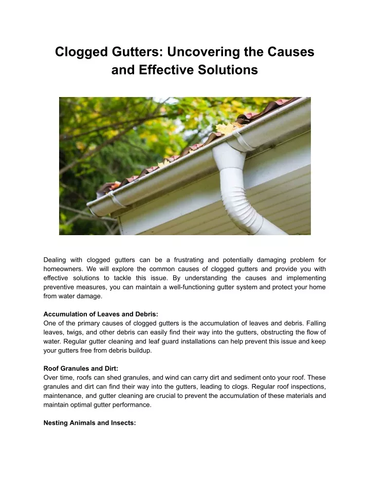 clogged gutters uncovering the causes
