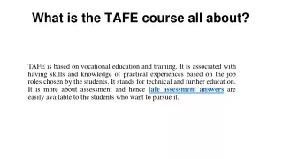 What is the TAFE course all about