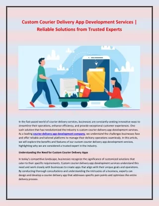 custom courier delivery app development services