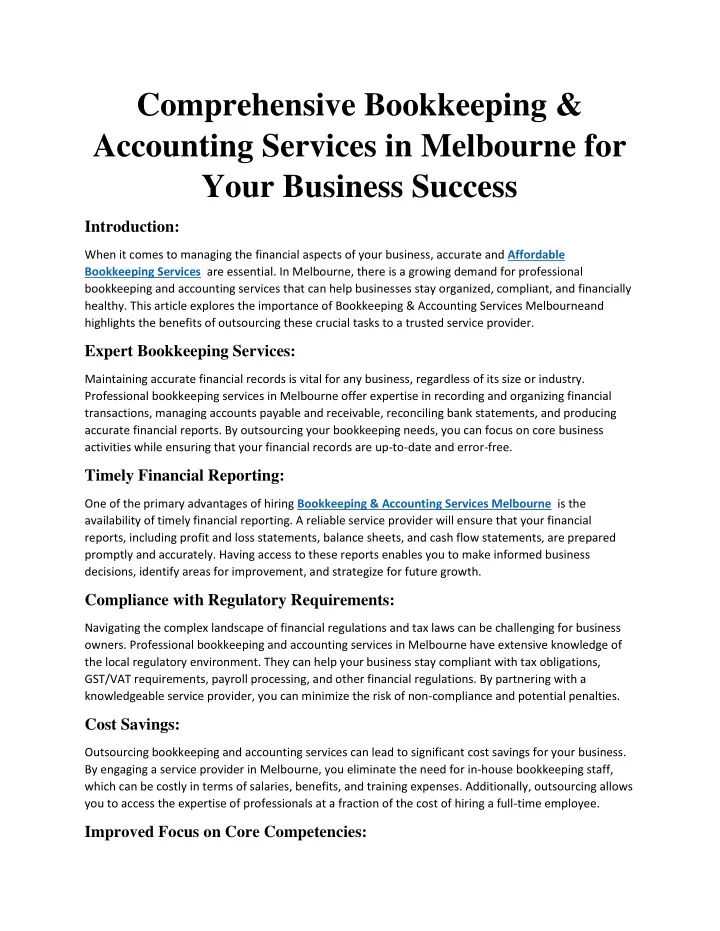 comprehensive bookkeeping accounting services