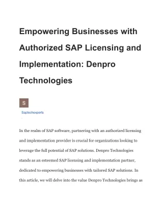 Empowering Businesses with Authorized SAP Licensing and Implementation_ Denpro Technologies