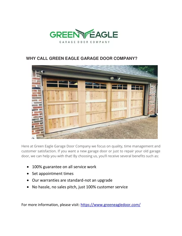 why call green eagle garage door company