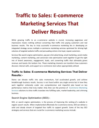 E-commerce Marketing Services That Deliver Results