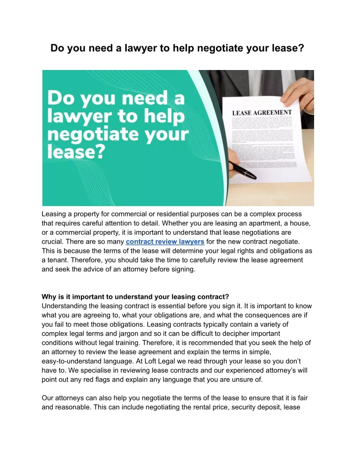 do you need a lawyer to help negotiate your lease