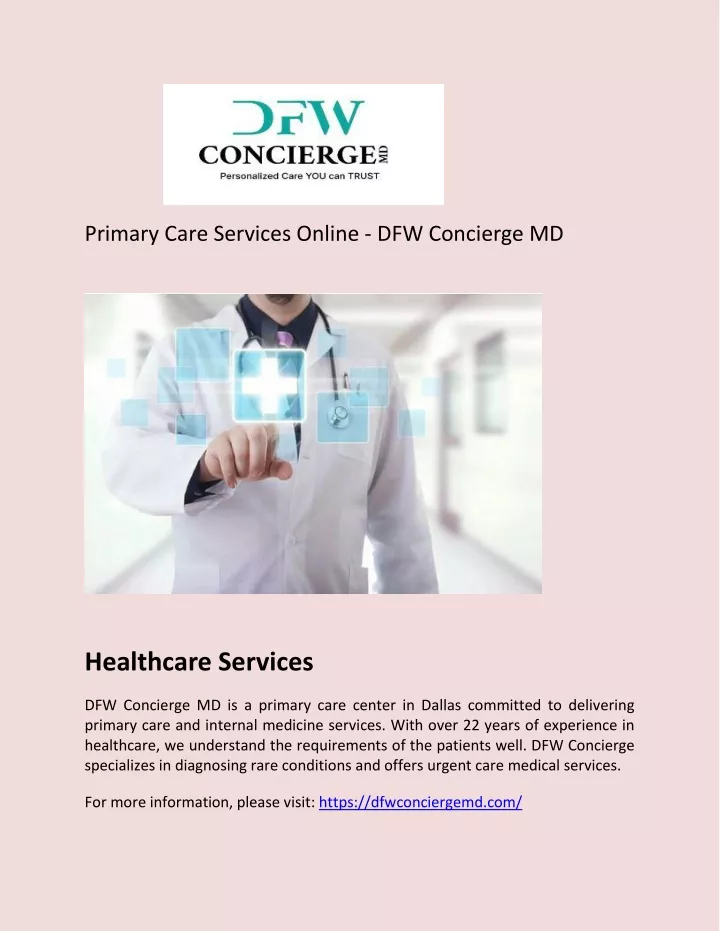 primary care services online dfw concierge md