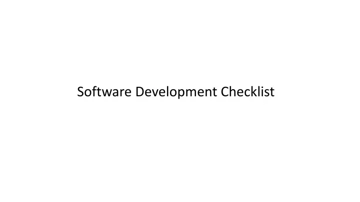 software development checklist