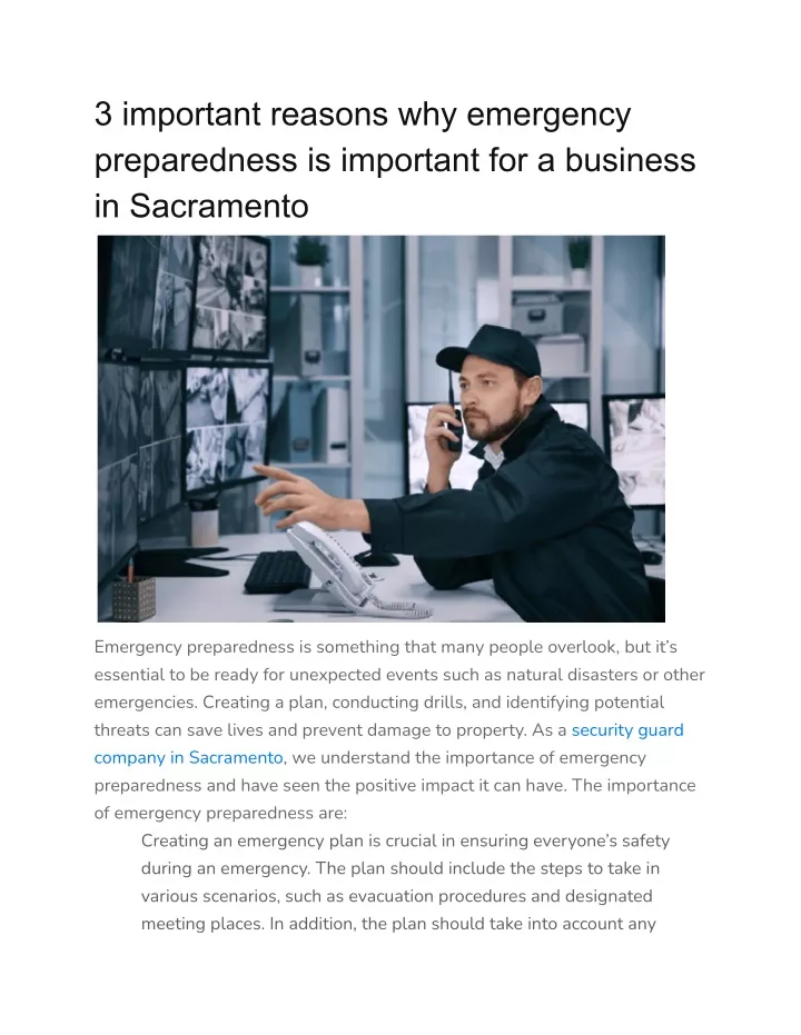 3 important reasons why emergency preparedness