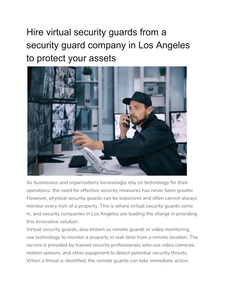 hire virtual security guards from a security