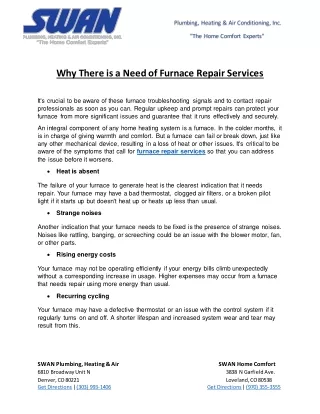 Why There is a Need of Furnace Repair Services