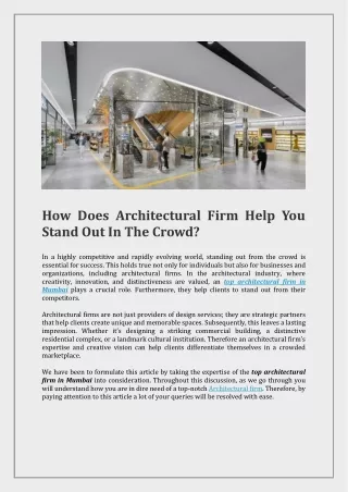 How Does Architectural Firm Help You Stand Out In The Crowd?