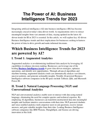 the power of ai business intelligence trends