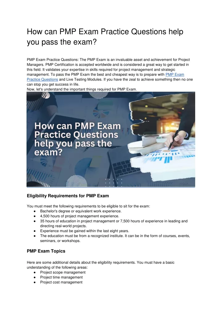 how can pmp exam practice questions help you pass