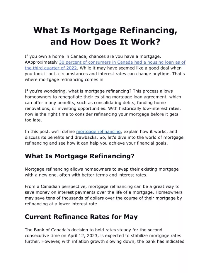 what is mortgage refinancing and how does it work