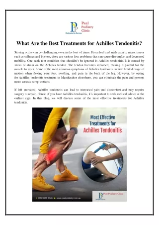 What Are the Best Treatments for Achilles Tendonitis?