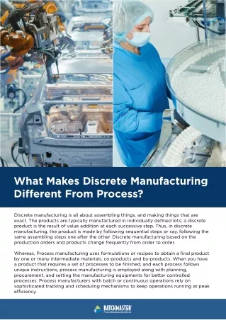 What Makes Discrete Manufacturing Different From Process
