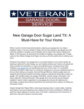 New Garage Door Sugar Land TX _ A Must-Have for Your Home