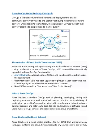 azure devops online training visualpath